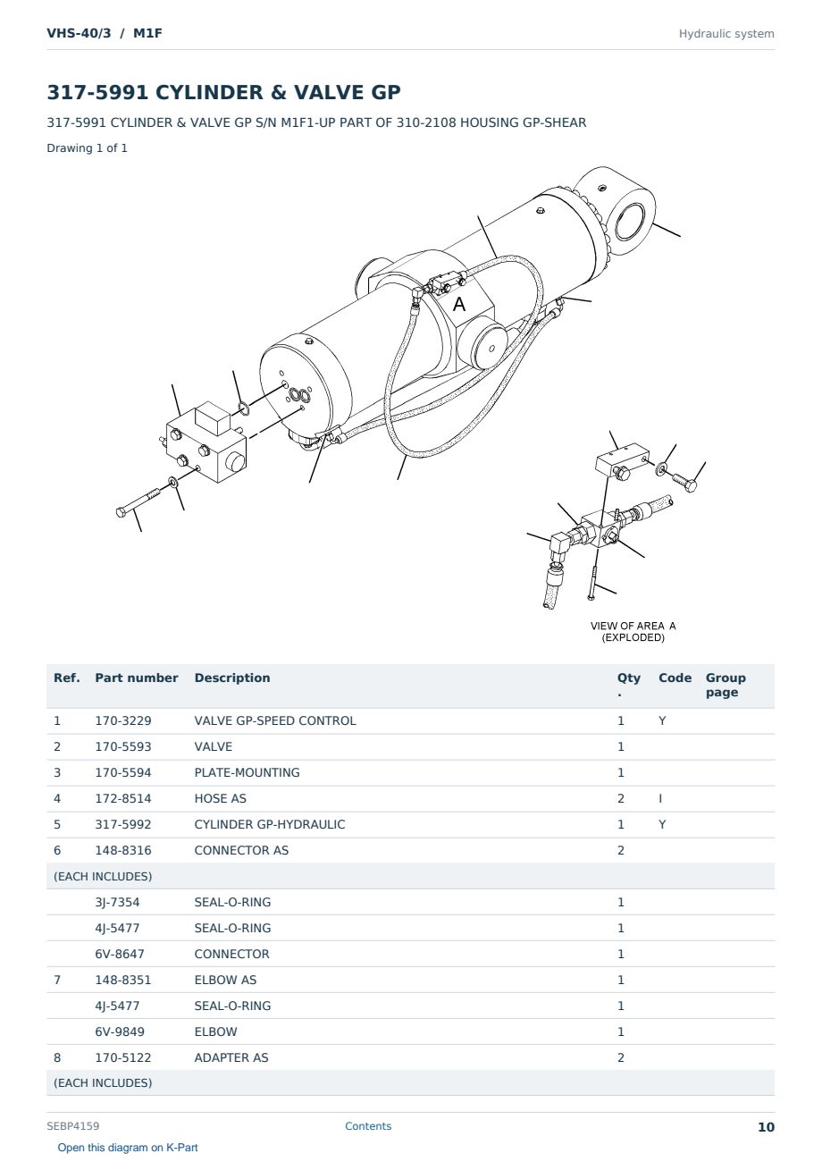 Caterpillar VHS-40/3 S/N M1F Partsbook SEBP4159 (English) - sample page 10 of 10 Caterpillar VHS-40/3 S/N M1F Partsbook SEBP4159 (English) - sample page 10 of 10
