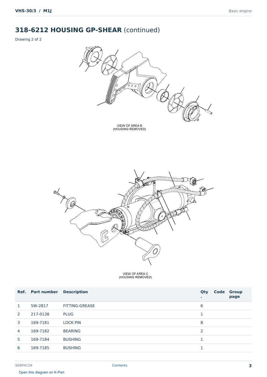Caterpillar VHS-30/3 S/N M1J Partsbook SEBP4159 (English) - sample page 3 of 10 Caterpillar VHS-30/3 S/N M1J Partsbook SEBP4159 (English) - sample page 3 of 10