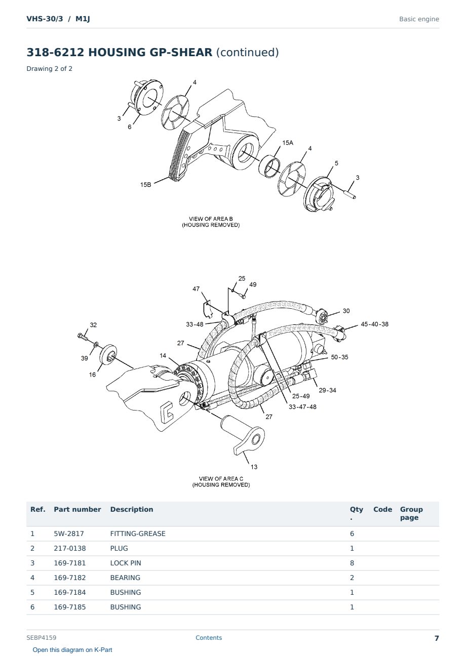 Caterpillar VHS-30/3 S/N M1J Partsbook SEBP4159 (English) - sample page 7 of 10 Caterpillar VHS-30/3 S/N M1J Partsbook SEBP4159 (English) - sample page 7 of 10