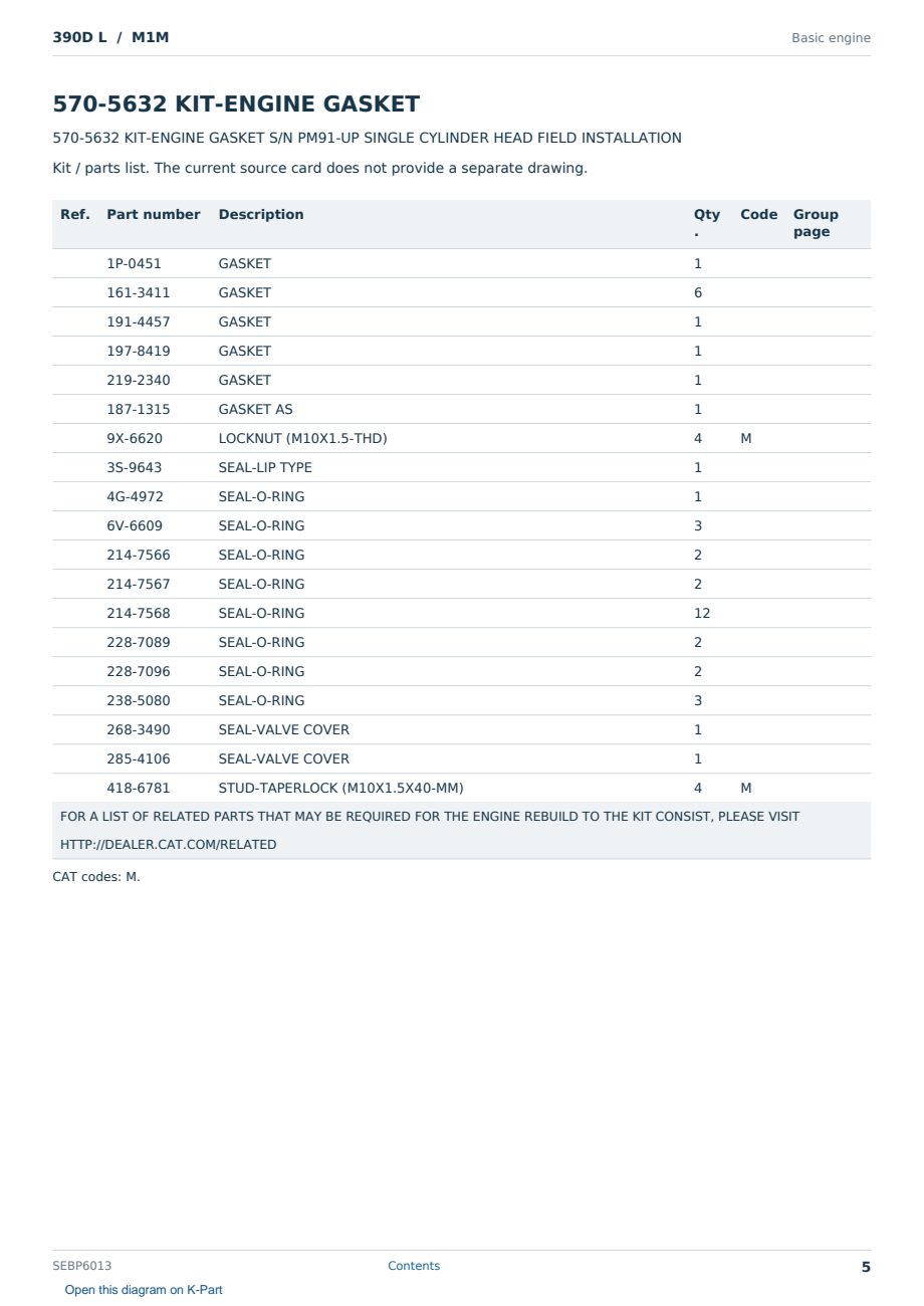 Caterpillar 390D L S/N M1M Partsbook SEBP6013 (English) - sample page 5 of 6 Caterpillar 390D L S/N M1M Partsbook SEBP6013 (English) - sample page 5 of 6