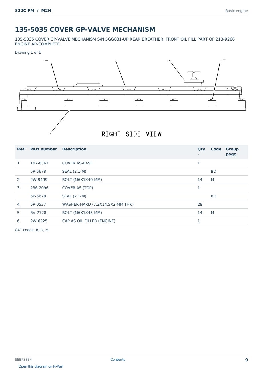 Caterpillar 322C FM S/N M2H Partsbook SEBP3834 (English) - sample page 9 of 10 Caterpillar 322C FM S/N M2H Partsbook SEBP3834 (English) - sample page 9 of 10