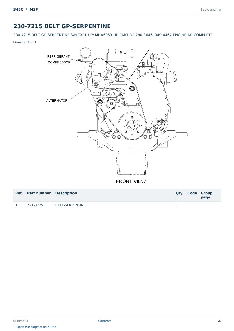 Caterpillar 345C S/N M3F Partsbook SEBP5634 (English) - sample page 4 of 10 Caterpillar 345C S/N M3F Partsbook SEBP5634 (English) - sample page 4 of 10
