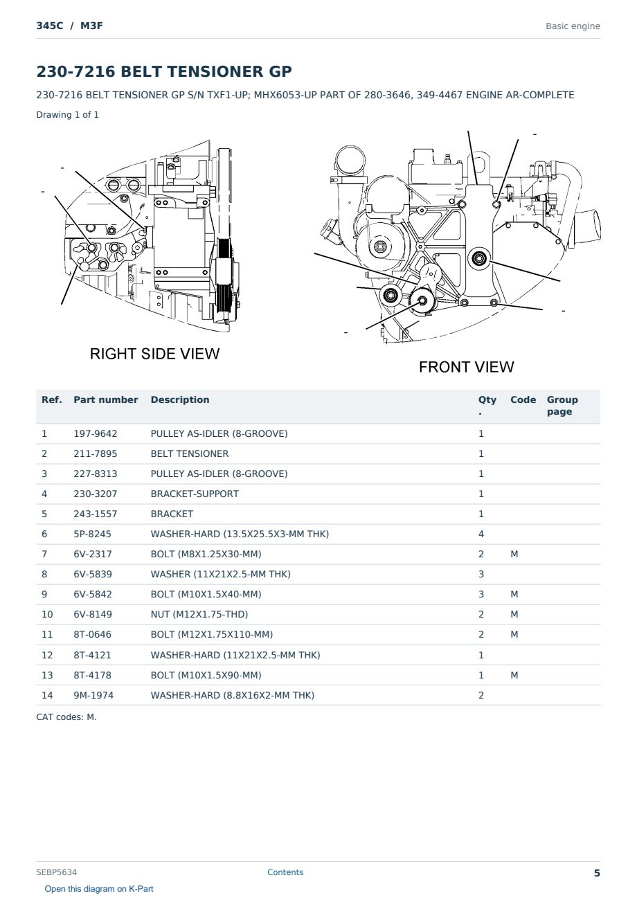 Caterpillar 345C S/N M3F Partsbook SEBP5634 (English) - sample page 5 of 10 Caterpillar 345C S/N M3F Partsbook SEBP5634 (English) - sample page 5 of 10