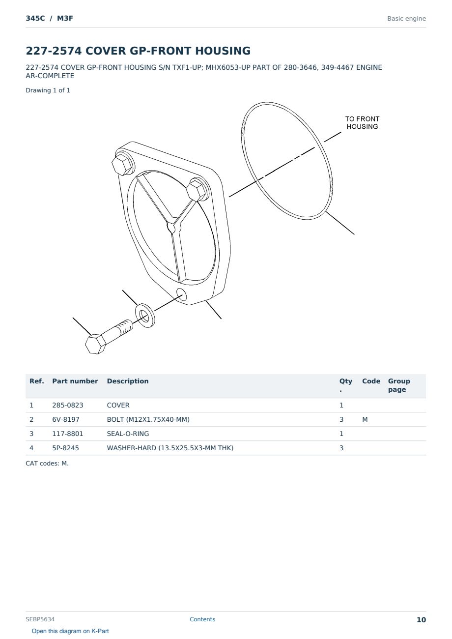 Caterpillar 345C S/N M3F Partsbook SEBP5634 (English) - sample page 10 of 10 Caterpillar 345C S/N M3F Partsbook SEBP5634 (English) - sample page 10 of 10