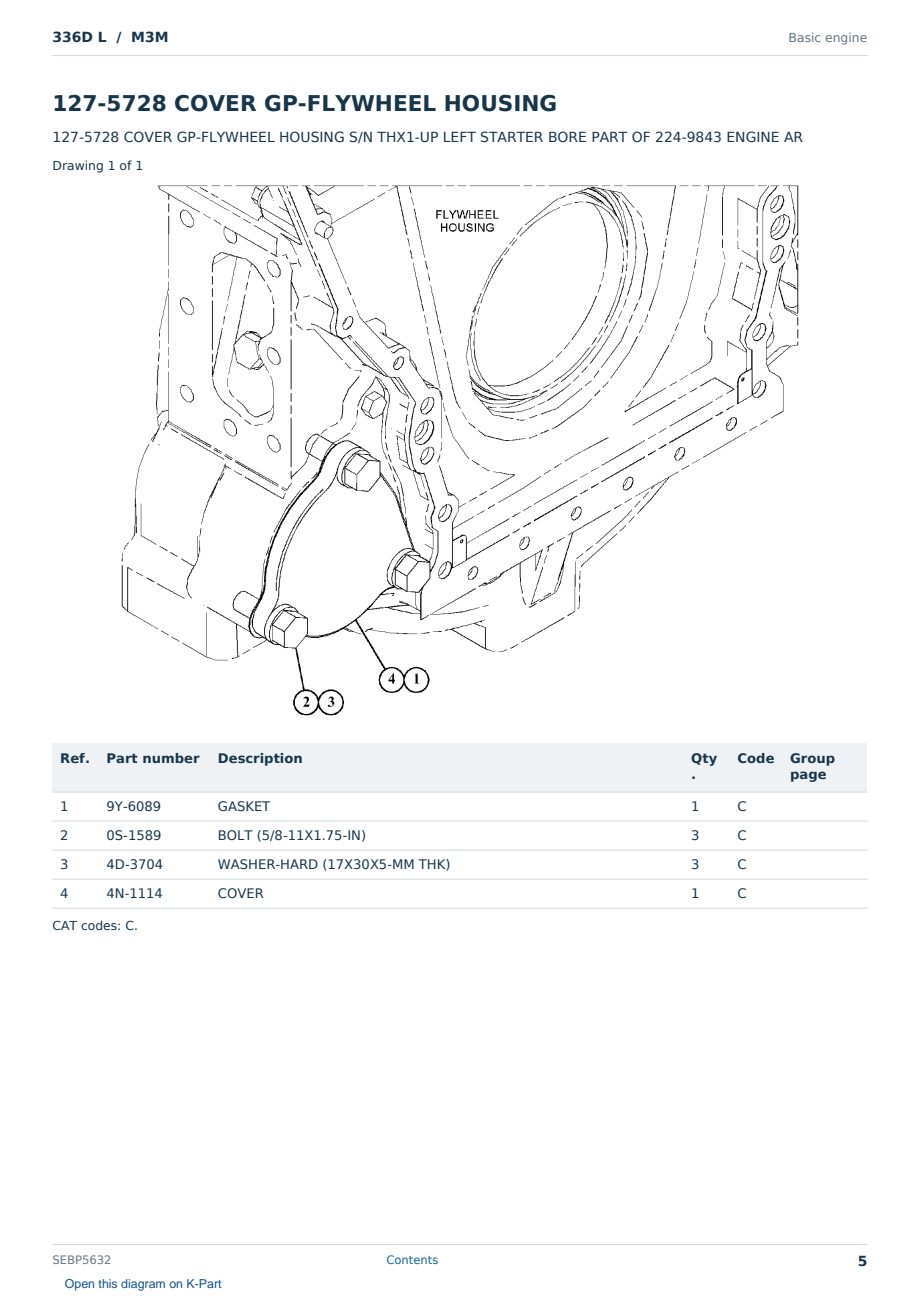 Caterpillar 336D L S/N M3M Partsbook SEBP5632 (English) - sample page 5 of 10 Caterpillar 336D L S/N M3M Partsbook SEBP5632 (English) - sample page 5 of 10