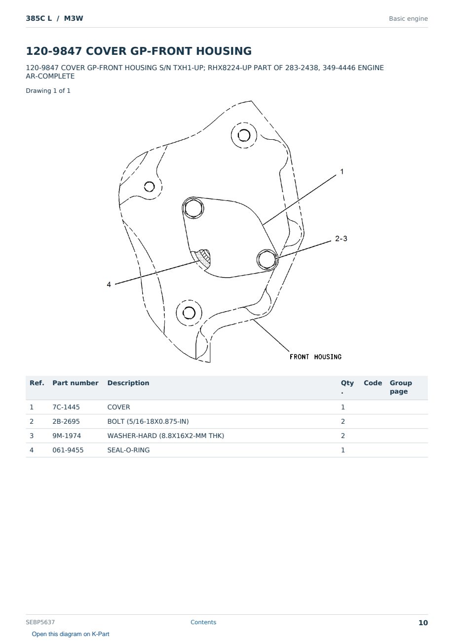 Caterpillar 385C L S/N M3W Partsbook SEBP5637 (English) - sample page 10 of 10 Caterpillar 385C L S/N M3W Partsbook SEBP5637 (English) - sample page 10 of 10