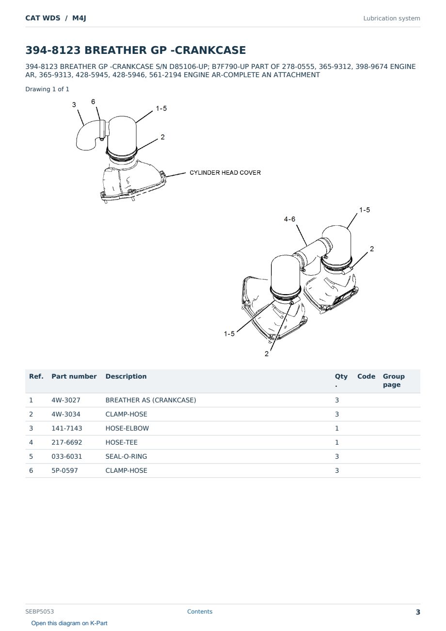 Caterpillar CAT WDS S/N M4J Partsbook SEBP5053 (English) - sample page 3 of 10 Caterpillar CAT WDS S/N M4J Partsbook SEBP5053 (English) - sample page 3 of 10