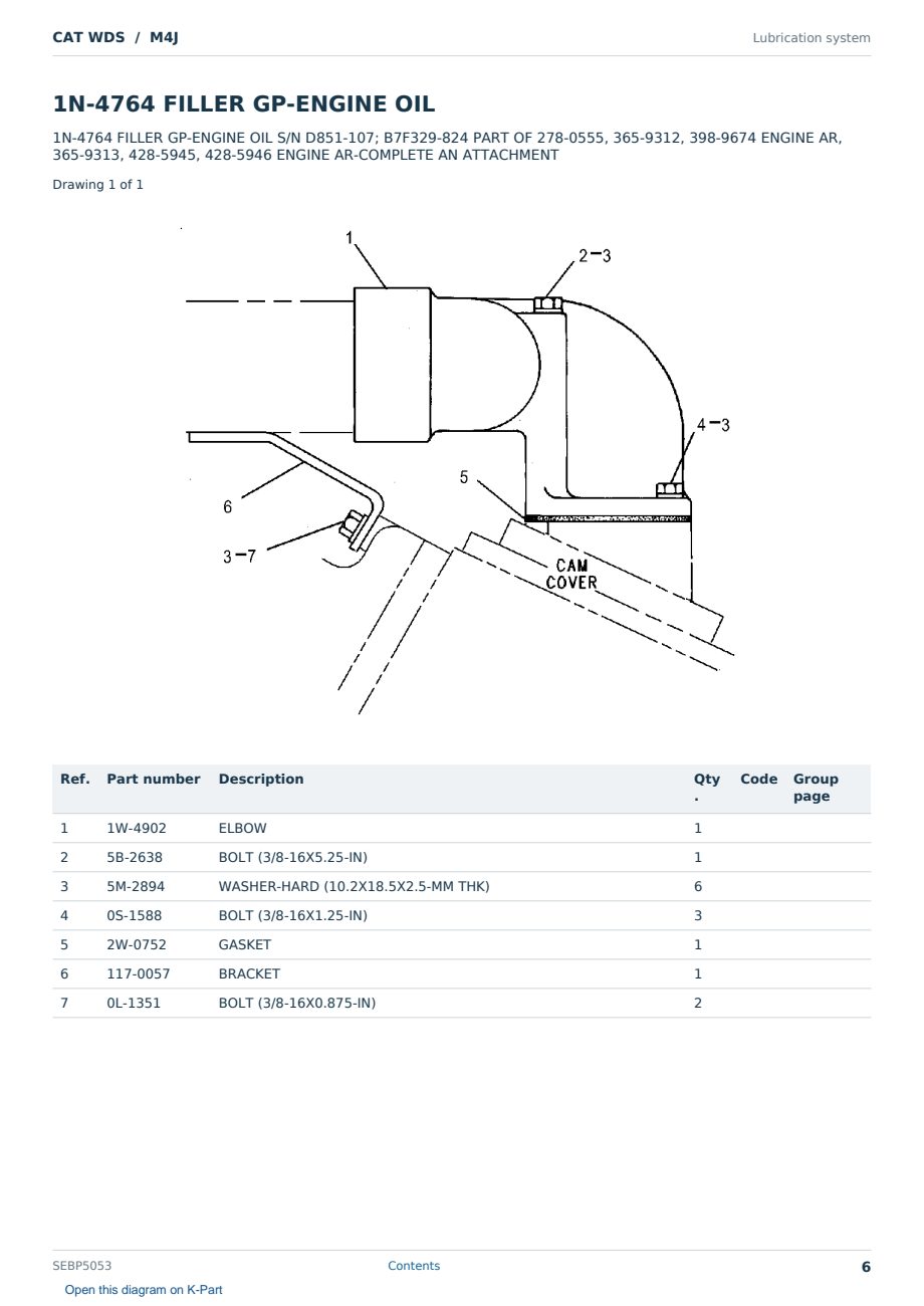 Caterpillar CAT WDS S/N M4J Partsbook SEBP5053 (English) - sample page 6 of 10 Caterpillar CAT WDS S/N M4J Partsbook SEBP5053 (English) - sample page 6 of 10