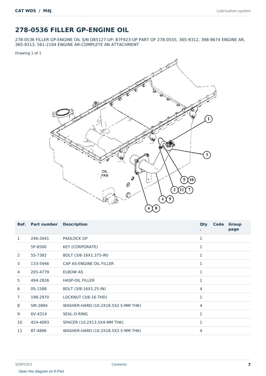 Caterpillar CAT WDS S/N M4J Partsbook SEBP5053 (English) - sample page 7 of 10 Caterpillar CAT WDS S/N M4J Partsbook SEBP5053 (English) - sample page 7 of 10