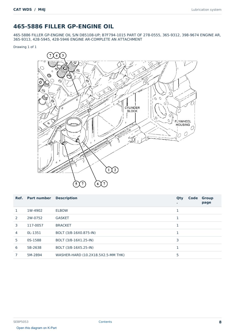Caterpillar CAT WDS S/N M4J Partsbook SEBP5053 (English) - sample page 8 of 10 Caterpillar CAT WDS S/N M4J Partsbook SEBP5053 (English) - sample page 8 of 10