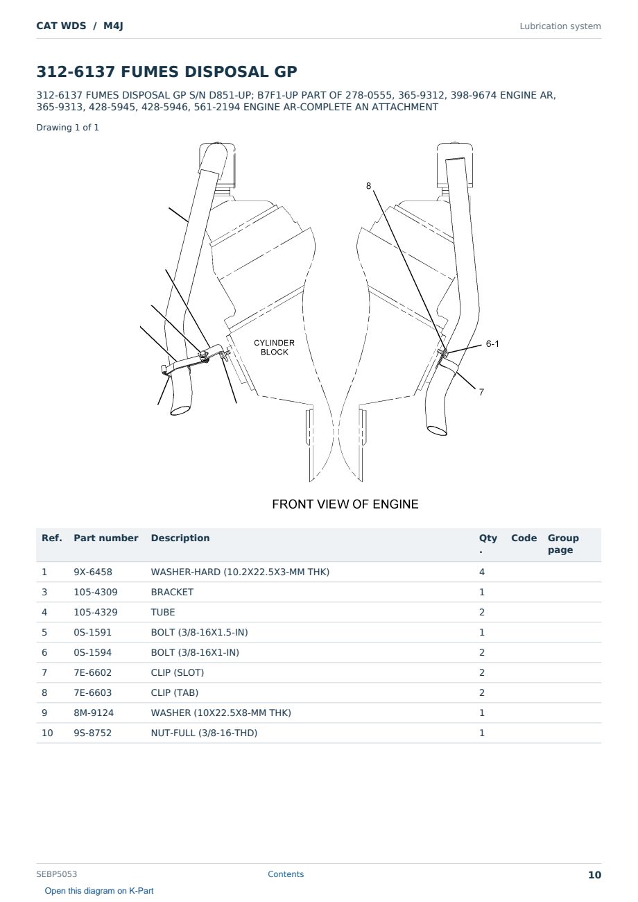 Caterpillar CAT WDS S/N M4J Partsbook SEBP5053 (English) - sample page 10 of 10 Caterpillar CAT WDS S/N M4J Partsbook SEBP5053 (English) - sample page 10 of 10