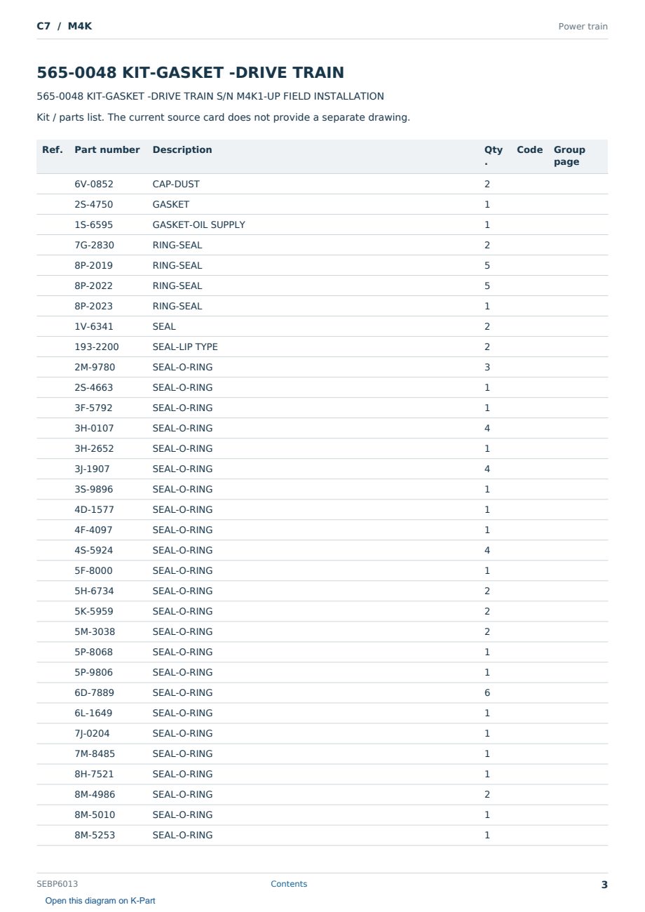 Caterpillar C7 S/N M4K Partsbook SEBP6013 (English) - sample page 3 of 10 Caterpillar C7 S/N M4K Partsbook SEBP6013 (English) - sample page 3 of 10