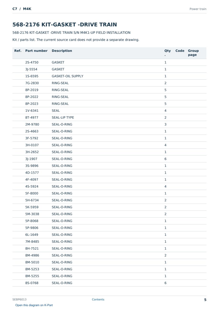Caterpillar C7 S/N M4K Partsbook SEBP6013 (English) - sample page 5 of 10 Caterpillar C7 S/N M4K Partsbook SEBP6013 (English) - sample page 5 of 10