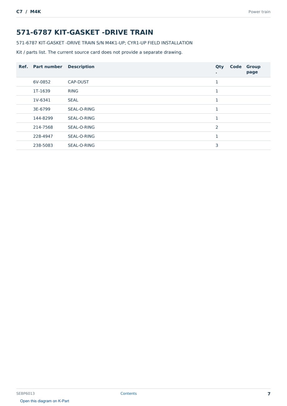 Caterpillar C7 S/N M4K Partsbook SEBP6013 (English) - sample page 7 of 10 Caterpillar C7 S/N M4K Partsbook SEBP6013 (English) - sample page 7 of 10