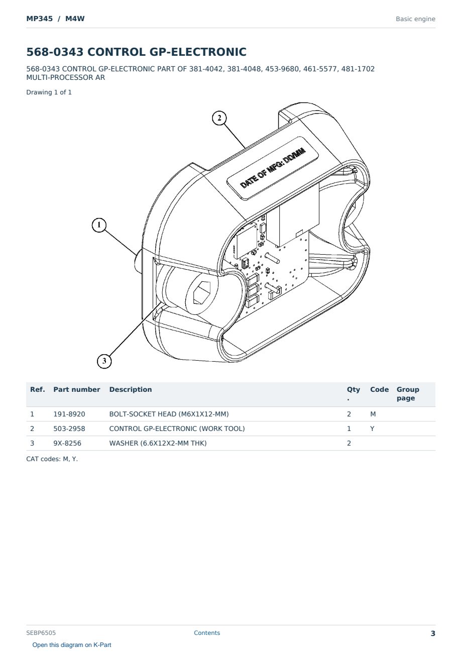 Caterpillar MP345 S/N M4W Partsbook SEBP6505 (English) - sample page 3 of 10 Caterpillar MP345 S/N M4W Partsbook SEBP6505 (English) - sample page 3 of 10