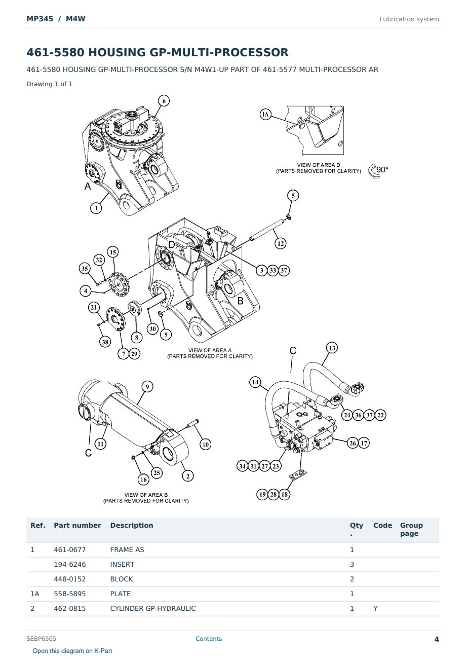 Caterpillar MP345 S/N M4W Partsbook SEBP6505 (English) - sample page 4 of 10 Caterpillar MP345 S/N M4W Partsbook SEBP6505 (English) - sample page 4 of 10