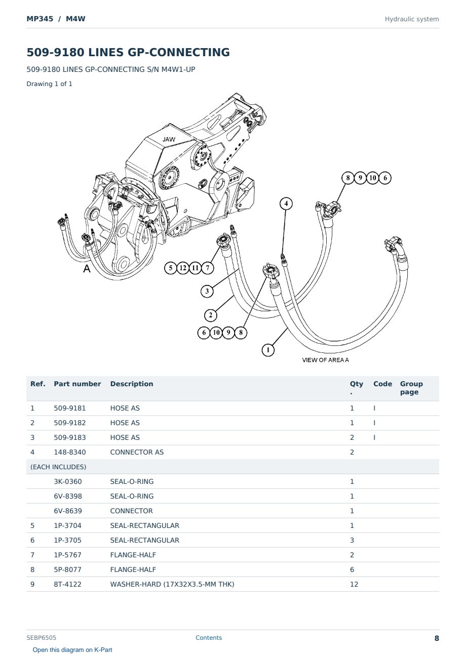 Caterpillar MP345 S/N M4W Partsbook SEBP6505 (English) - sample page 8 of 10 Caterpillar MP345 S/N M4W Partsbook SEBP6505 (English) - sample page 8 of 10