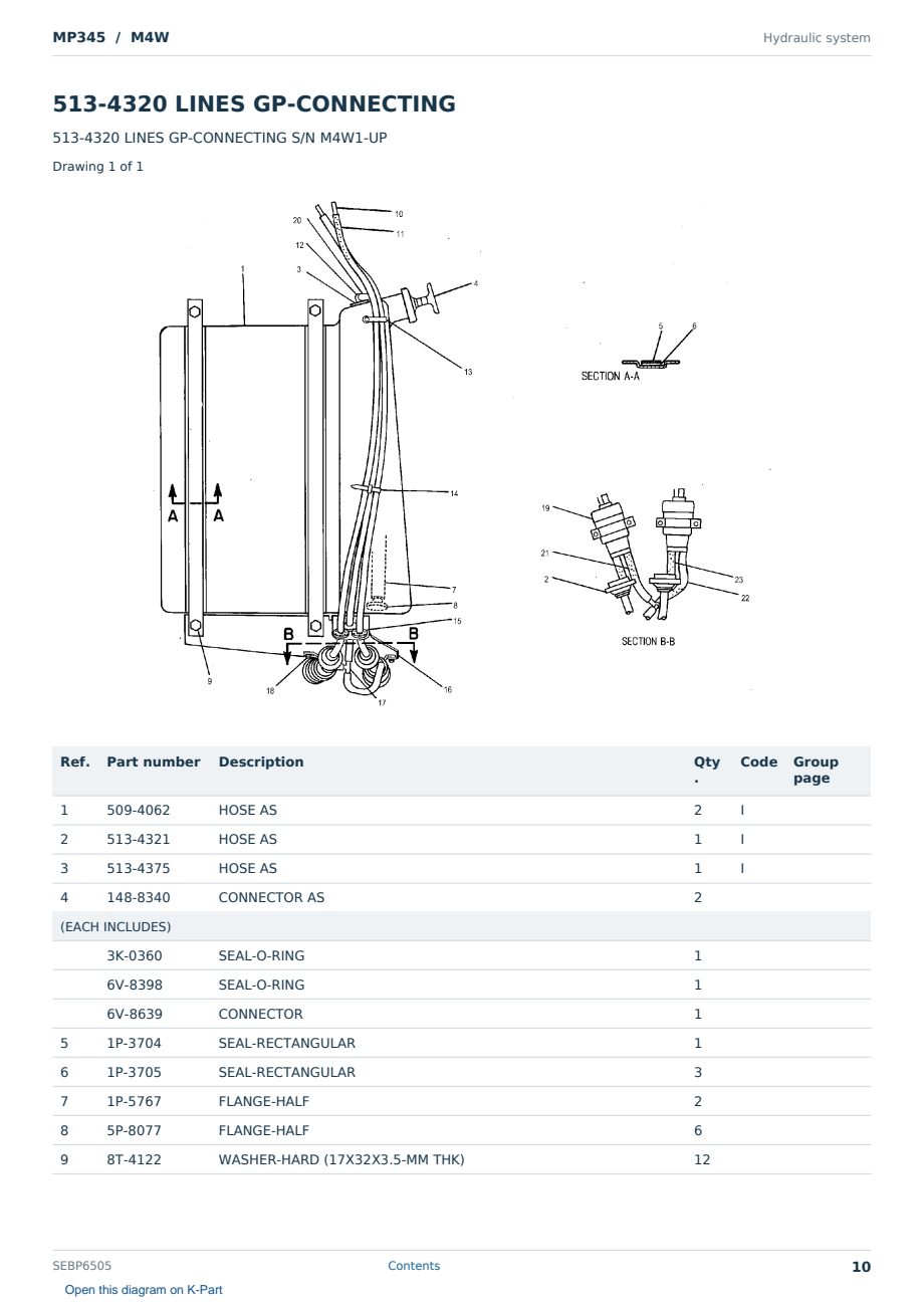 Caterpillar MP345 S/N M4W Partsbook SEBP6505 (English) - sample page 10 of 10 Caterpillar MP345 S/N M4W Partsbook SEBP6505 (English) - sample page 10 of 10