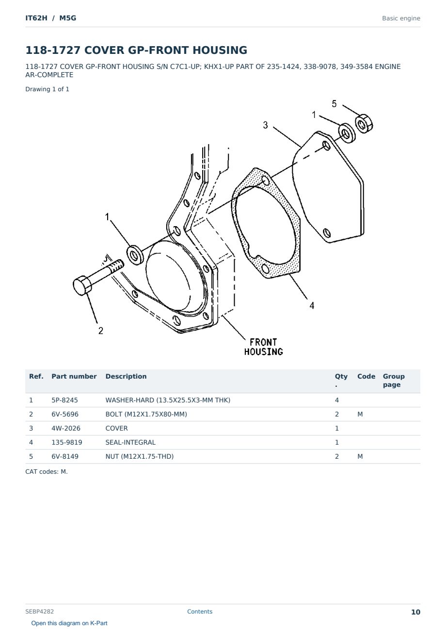 Caterpillar IT62H S/N M5G Partsbook SEBP4282 (English) - sample page 10 of 10 Caterpillar IT62H S/N M5G Partsbook SEBP4282 (English) - sample page 10 of 10