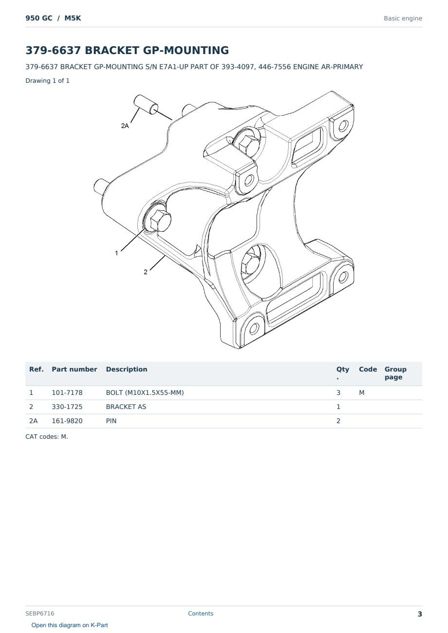 Caterpillar 950 GC S/N M5K Partsbook SEBP6716 (English) - sample page 3 of 10 Caterpillar 950 GC S/N M5K Partsbook SEBP6716 (English) - sample page 3 of 10