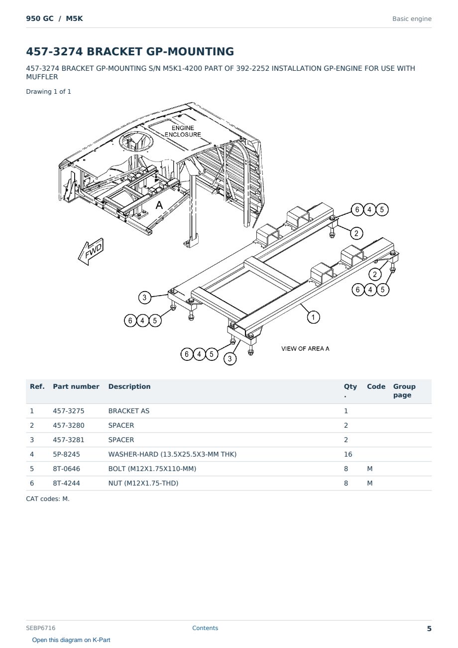 Caterpillar 950 GC S/N M5K Partsbook SEBP6716 (English) - sample page 5 of 10 Caterpillar 950 GC S/N M5K Partsbook SEBP6716 (English) - sample page 5 of 10