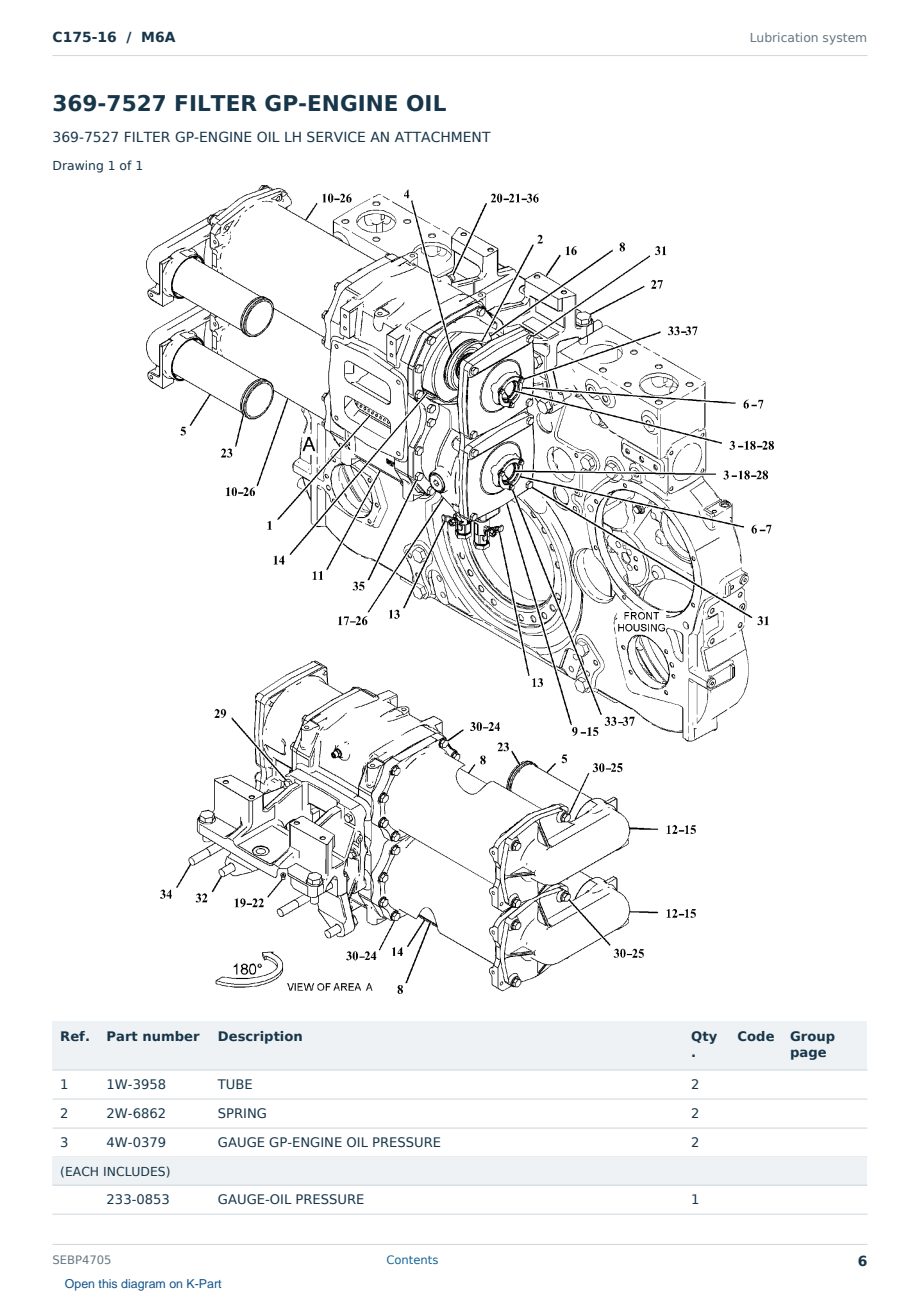 Caterpillar C175-16 S/N M6A Partsbook SEBP4705 (English) - sample page 6 of 10 Caterpillar C175-16 S/N M6A Partsbook SEBP4705 (English) - sample page 6 of 10