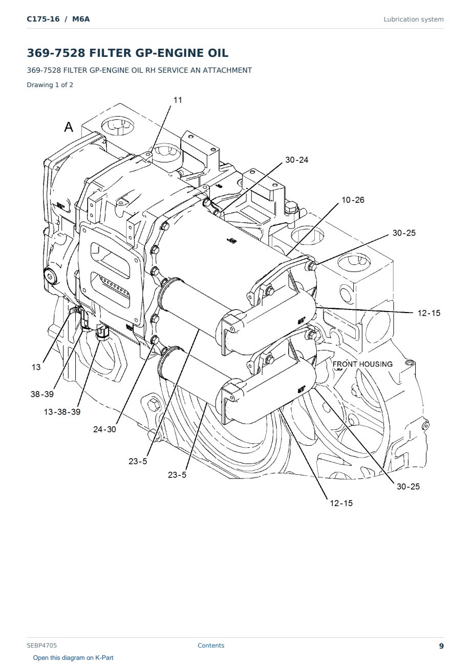 Caterpillar C175-16 S/N M6A Partsbook SEBP4705 (English) - sample page 9 of 10 Caterpillar C175-16 S/N M6A Partsbook SEBP4705 (English) - sample page 9 of 10