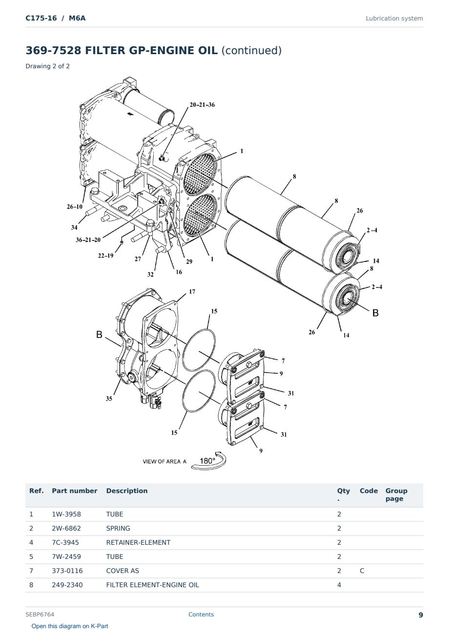 Caterpillar C175-16 S/N M6A Partsbook SEBP6764 (English) - sample page 9 of 10 Caterpillar C175-16 S/N M6A Partsbook SEBP6764 (English) - sample page 9 of 10