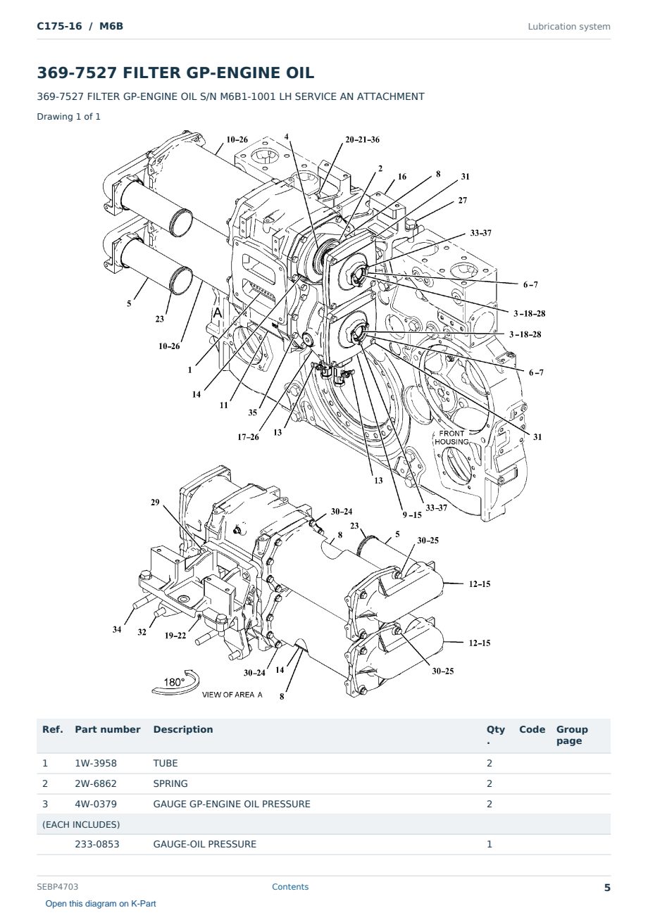 Caterpillar C175-16 S/N M6B Partsbook SEBP4703 (English) - sample page 5 of 10 Caterpillar C175-16 S/N M6B Partsbook SEBP4703 (English) - sample page 5 of 10
