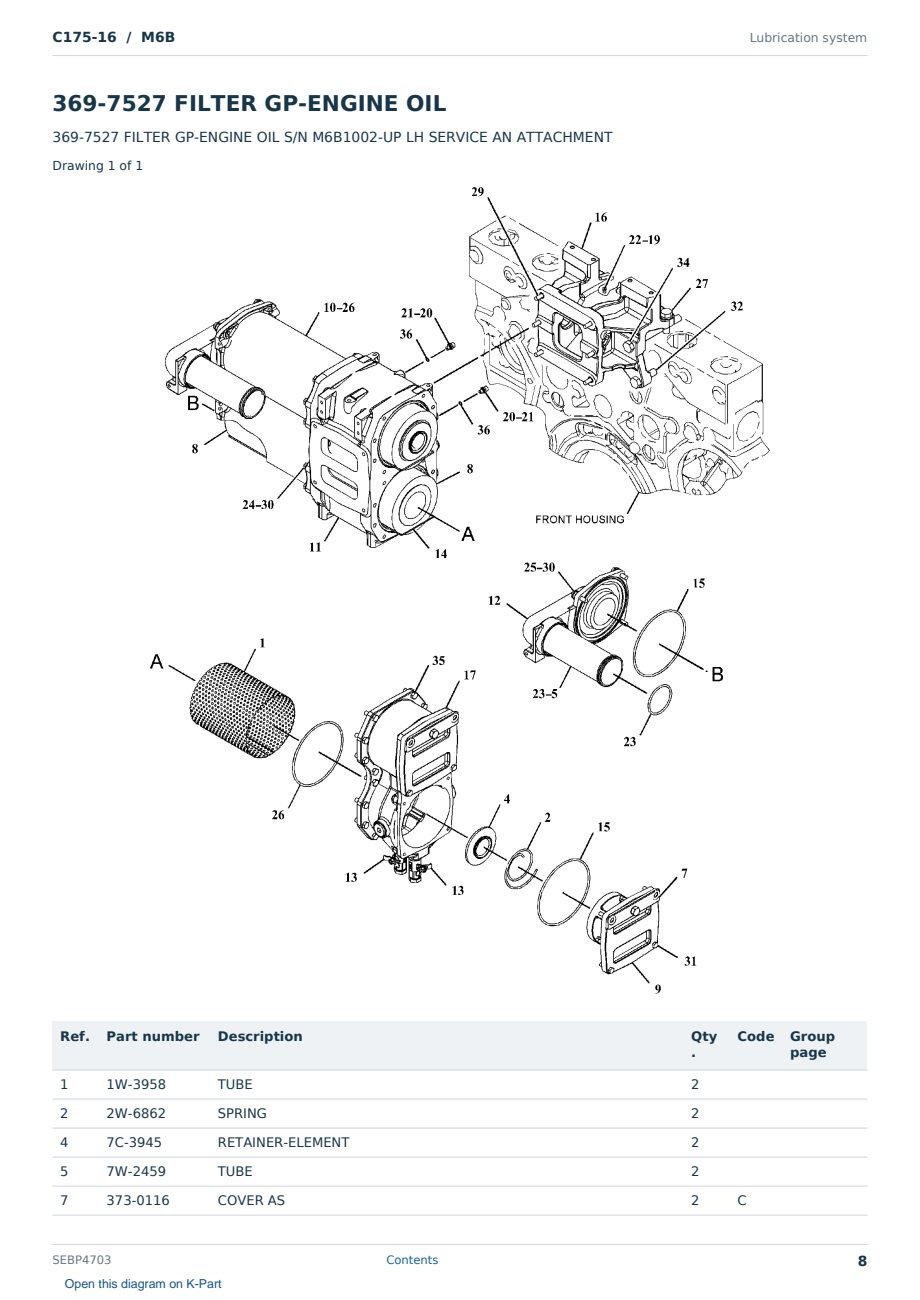 Caterpillar C175-16 S/N M6B Partsbook SEBP4703 (English) - sample page 8 of 10 Caterpillar C175-16 S/N M6B Partsbook SEBP4703 (English) - sample page 8 of 10