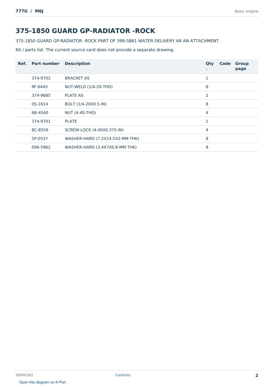 Caterpillar 777G S/N M6J Partsbook SEBP6362 (English) - sample page 2 of 10 Caterpillar 777G S/N M6J Partsbook SEBP6362 (English) - sample page 2 of 10