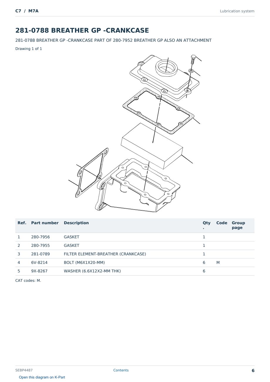 Caterpillar C7 S/N M7A Partsbook SEBP4487 (English) - sample page 6 of 10 Caterpillar C7 S/N M7A Partsbook SEBP4487 (English) - sample page 6 of 10