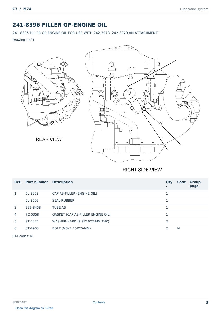 Caterpillar C7 S/N M7A Partsbook SEBP4487 (English) - sample page 8 of 10 Caterpillar C7 S/N M7A Partsbook SEBP4487 (English) - sample page 8 of 10