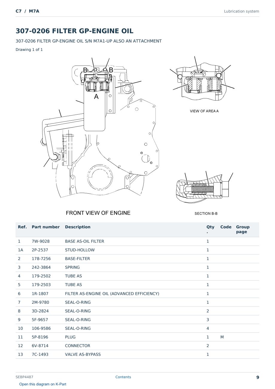 Caterpillar C7 S/N M7A Partsbook SEBP4487 (English) - sample page 9 of 10 Caterpillar C7 S/N M7A Partsbook SEBP4487 (English) - sample page 9 of 10