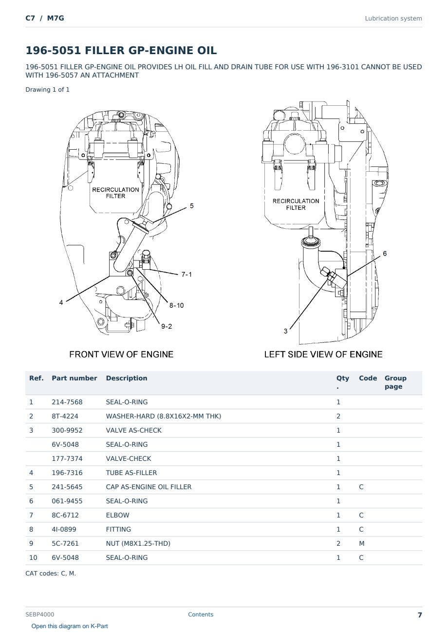 Caterpillar C7 S/N M7G Partsbook SEBP4000 (English) - sample page 7 of 10 Caterpillar C7 S/N M7G Partsbook SEBP4000 (English) - sample page 7 of 10