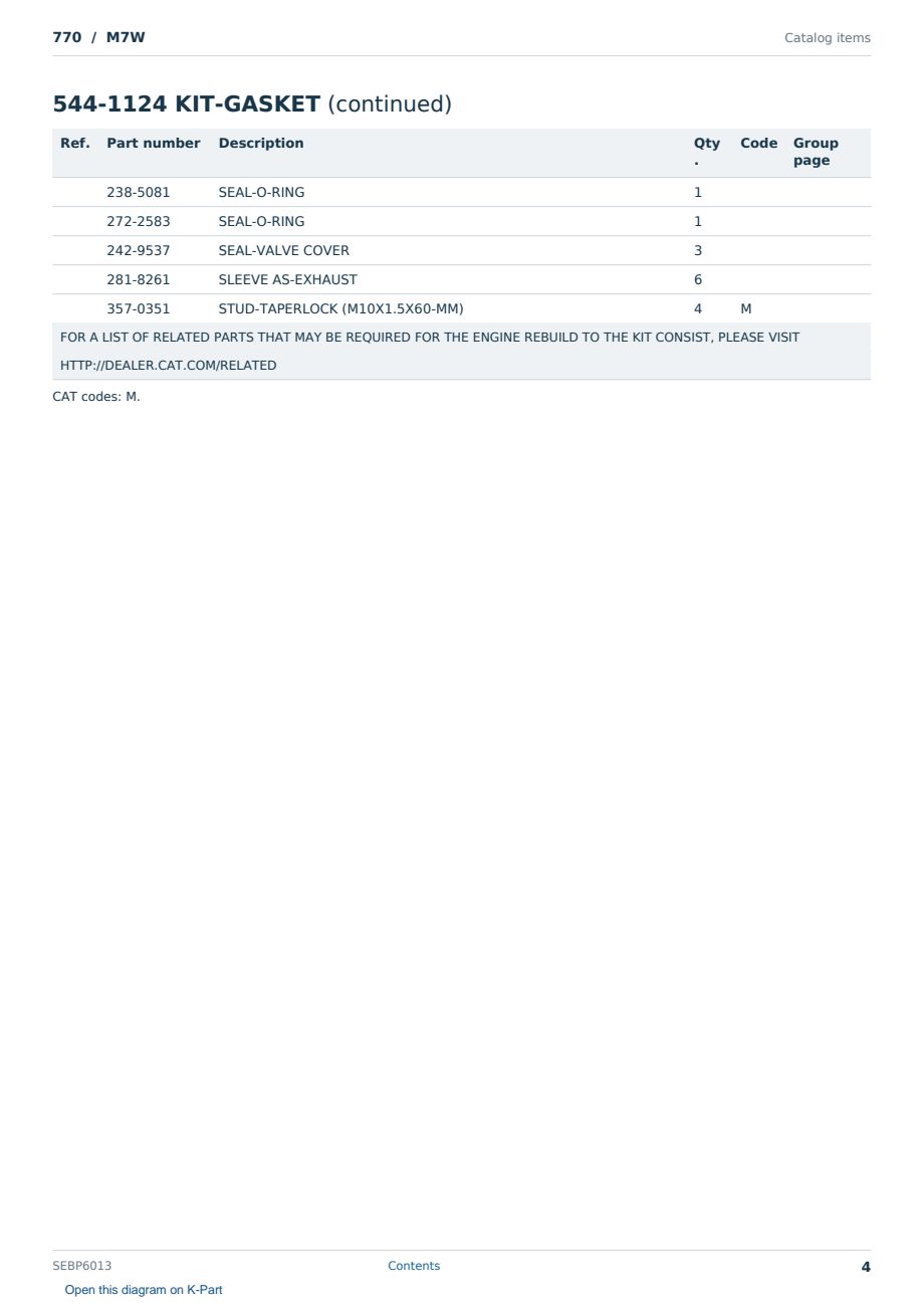 Caterpillar 770 S/N M7W Partsbook SEBP6013 (English) - sample page 4 of 9 Caterpillar 770 S/N M7W Partsbook SEBP6013 (English) - sample page 4 of 9