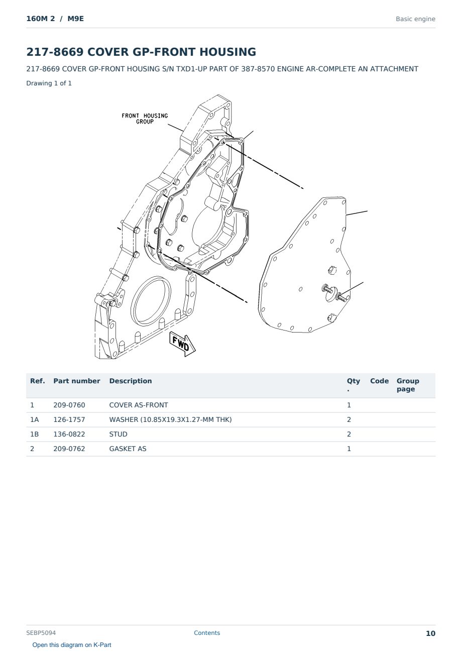 Caterpillar 160M 2 S/N M9E Partsbook SEBP5094 (English) - sample page 10 of 10 Caterpillar 160M 2 S/N M9E Partsbook SEBP5094 (English) - sample page 10 of 10