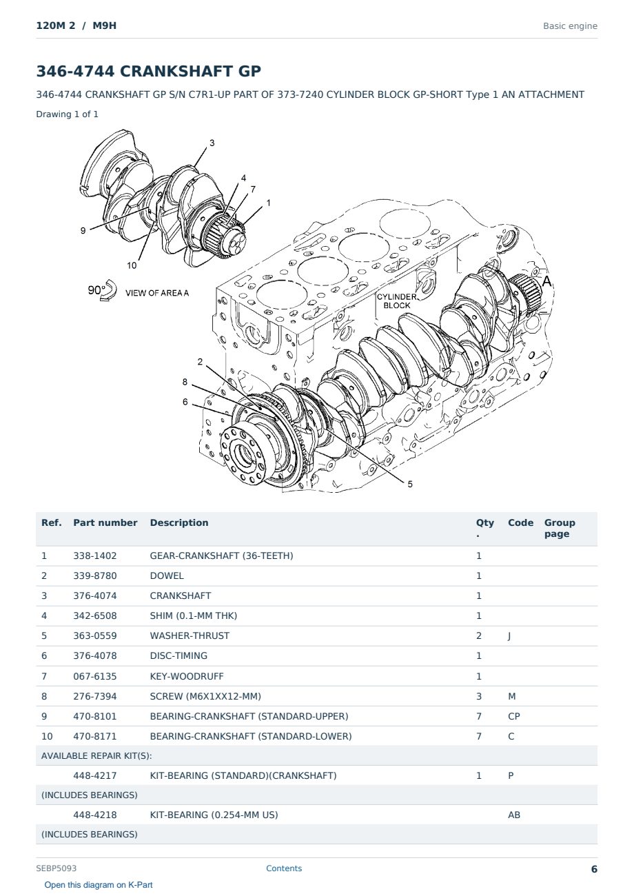 Caterpillar 120M 2 S/N M9H Partsbook SEBP5093 (English) - sample page 6 of 10 Caterpillar 120M 2 S/N M9H Partsbook SEBP5093 (English) - sample page 6 of 10