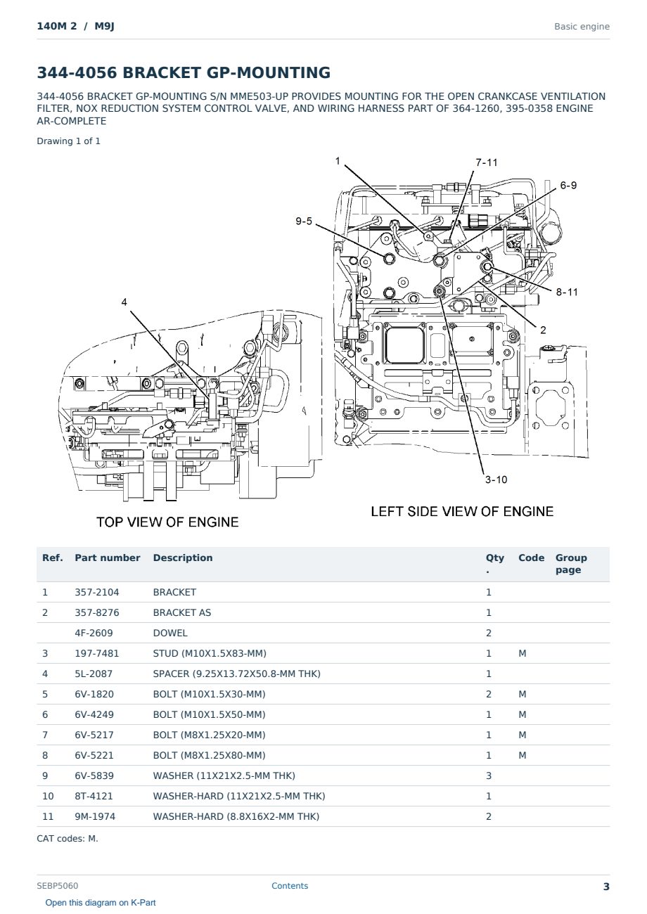 Caterpillar 140M 2 S/N M9J Partsbook SEBP5060 (English) - sample page 3 of 10 Caterpillar 140M 2 S/N M9J Partsbook SEBP5060 (English) - sample page 3 of 10