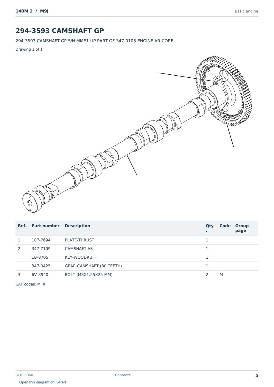 Caterpillar 140M 2 S/N M9J Partsbook SEBP5060 (English) - sample page 5 of 10 Caterpillar 140M 2 S/N M9J Partsbook SEBP5060 (English) - sample page 5 of 10