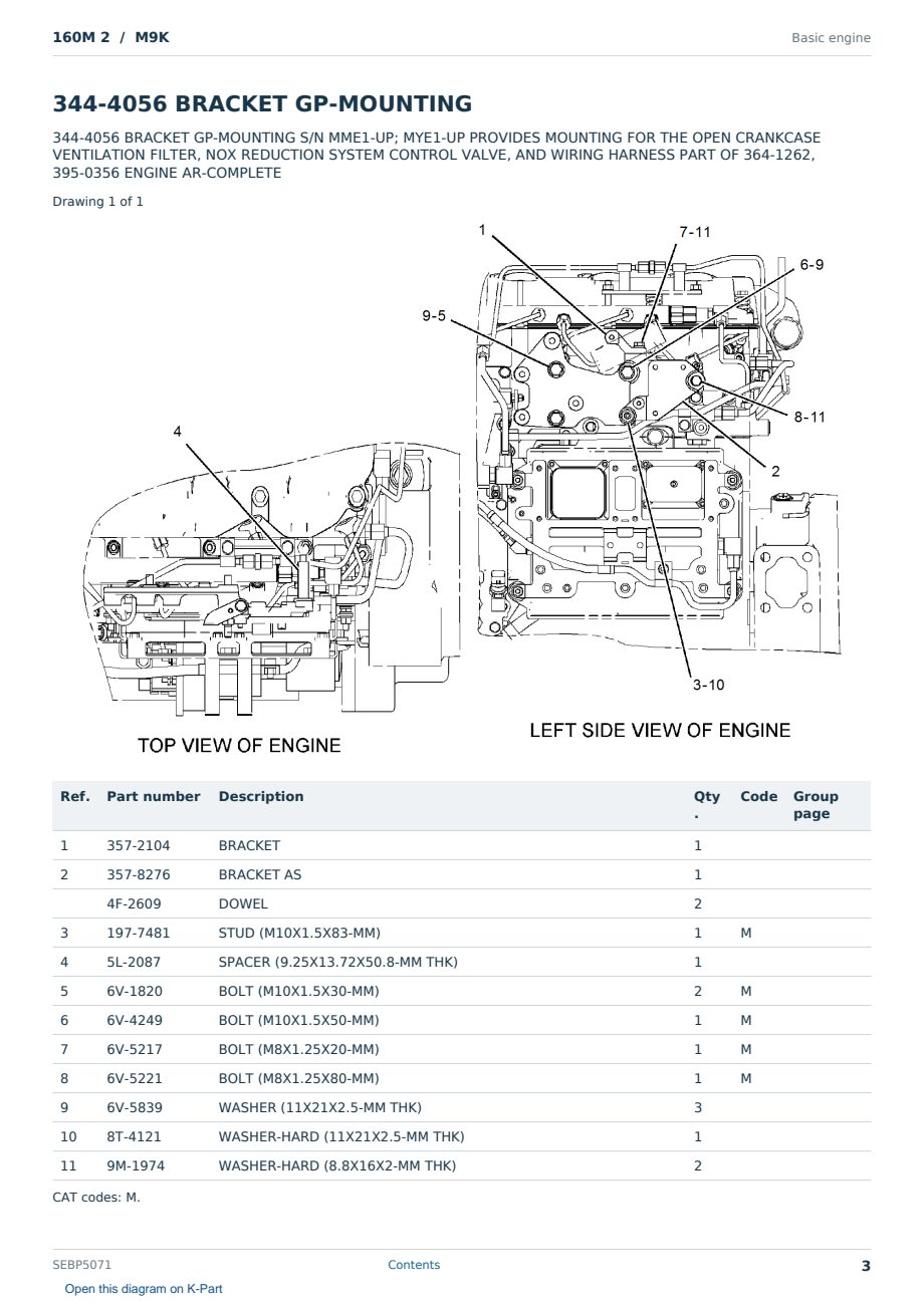Caterpillar 160M 2 S/N M9K Partsbook SEBP5071 (English) - sample page 3 of 10 Caterpillar 160M 2 S/N M9K Partsbook SEBP5071 (English) - sample page 3 of 10