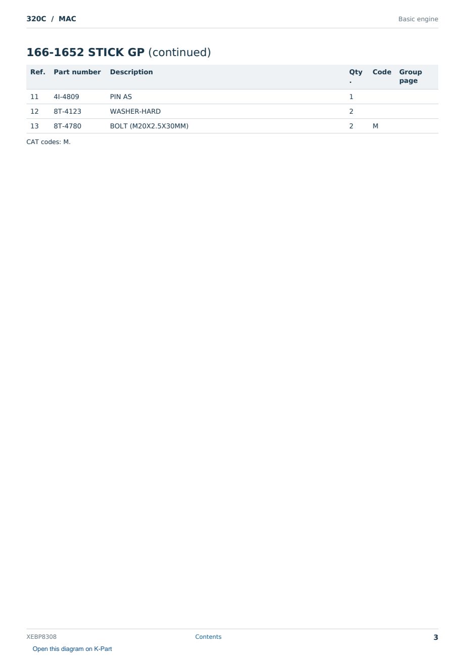Caterpillar 320C S/N MAC Partsbook XEBP8308 (English) - sample page 3 of 5 Caterpillar 320C S/N MAC Partsbook XEBP8308 (English) - sample page 3 of 5