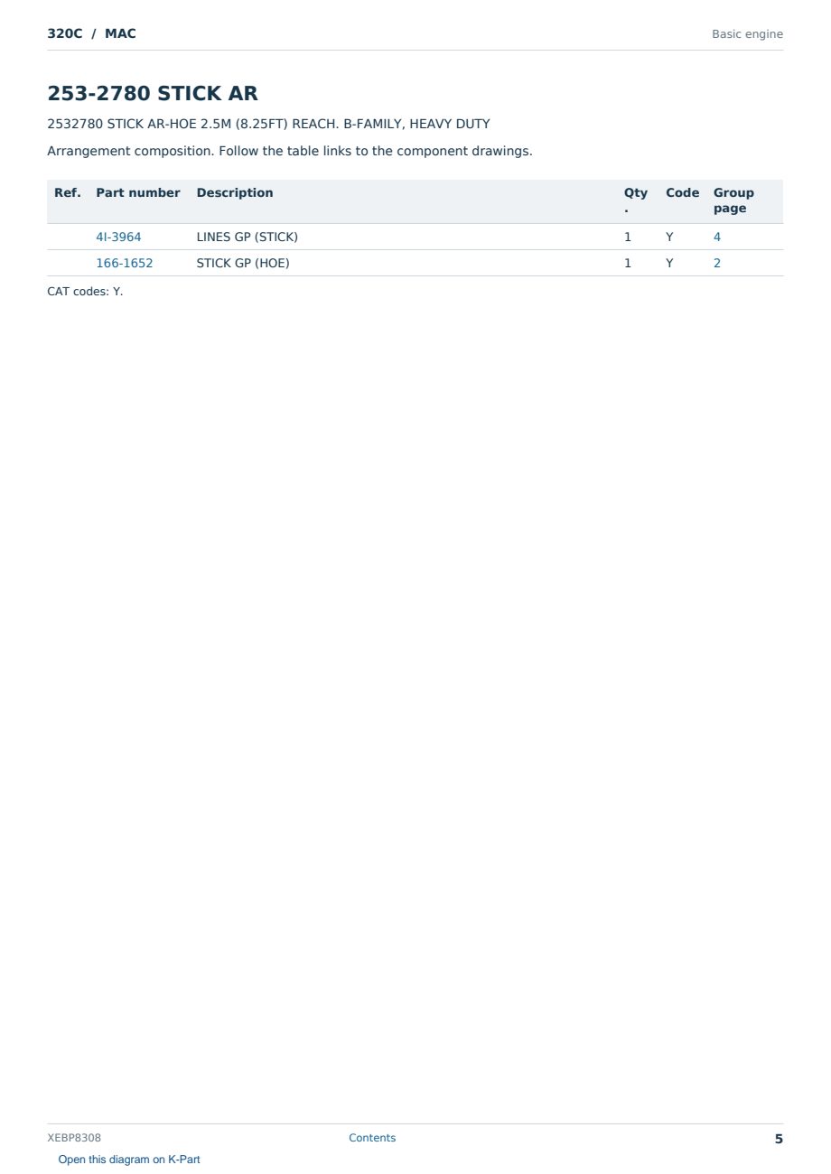 Caterpillar 320C S/N MAC Partsbook XEBP8308 (English) - sample page 5 of 5 Caterpillar 320C S/N MAC Partsbook XEBP8308 (English) - sample page 5 of 5