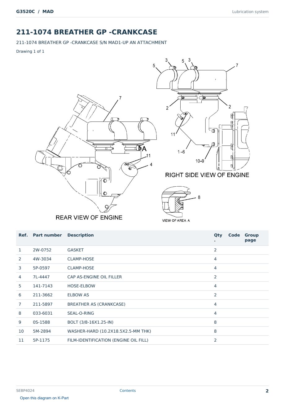 Caterpillar G3520C S/N MAD Partsbook SEBP4024 (English) - sample page 2 of 10 Caterpillar G3520C S/N MAD Partsbook SEBP4024 (English) - sample page 2 of 10