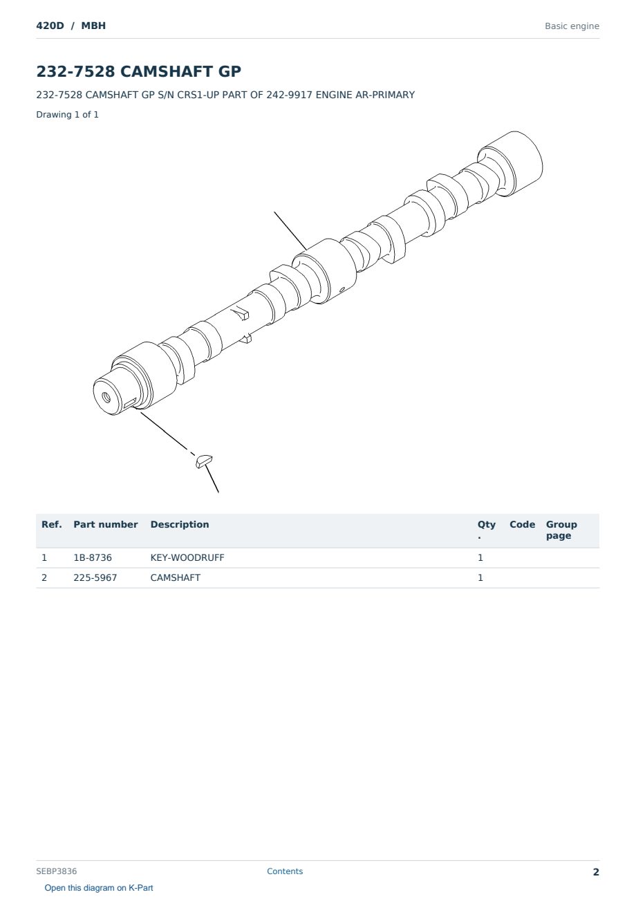 Caterpillar 420D S/N MBH Partsbook SEBP3836 (English) - sample page 2 of 10 Caterpillar 420D S/N MBH Partsbook SEBP3836 (English) - sample page 2 of 10