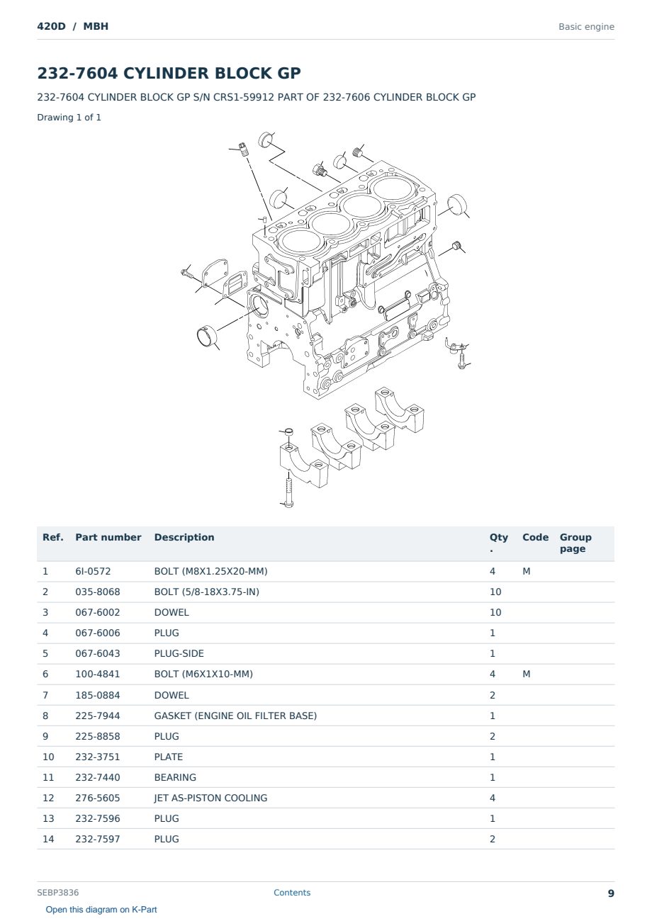 Caterpillar 420D S/N MBH Partsbook SEBP3836 (English) - sample page 9 of 10 Caterpillar 420D S/N MBH Partsbook SEBP3836 (English) - sample page 9 of 10