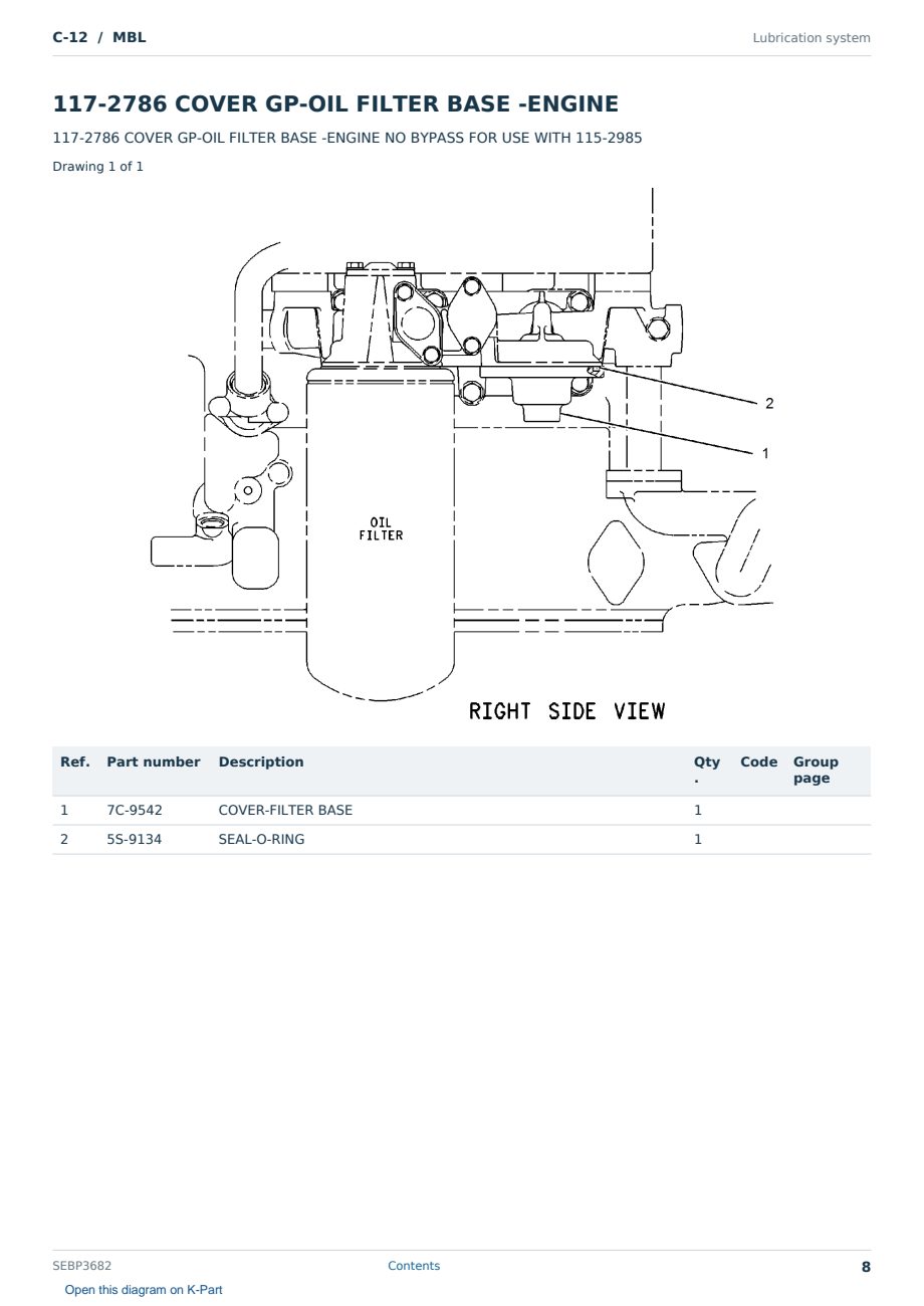 Caterpillar C-12 S/N MBL Partsbook SEBP3682 (English) - sample page 8 of 10 Caterpillar C-12 S/N MBL Partsbook SEBP3682 (English) - sample page 8 of 10