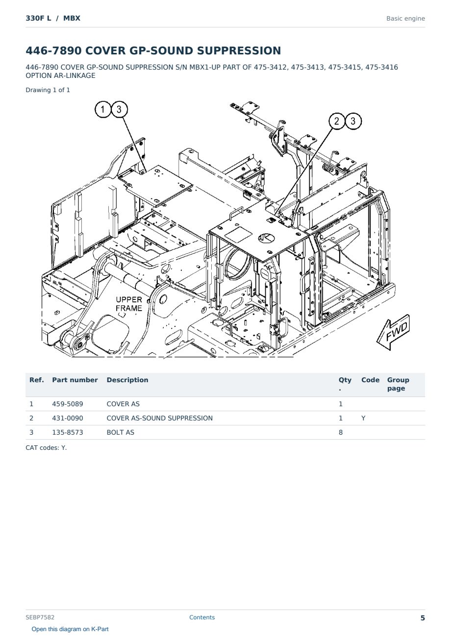 Caterpillar 330F L S/N MBX Partsbook SEBP7582 (English) - sample page 5 of 10 Caterpillar 330F L S/N MBX Partsbook SEBP7582 (English) - sample page 5 of 10