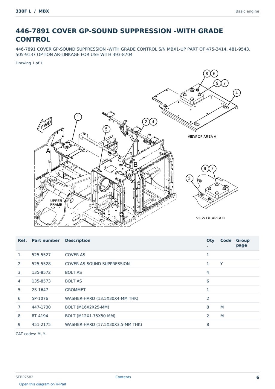 Caterpillar 330F L S/N MBX Partsbook SEBP7582 (English) - sample page 6 of 10 Caterpillar 330F L S/N MBX Partsbook SEBP7582 (English) - sample page 6 of 10