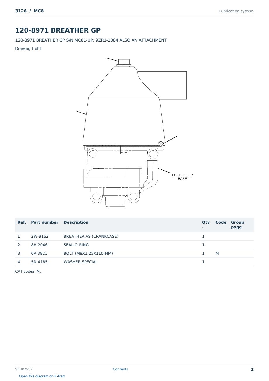Caterpillar 3126 S/N MC8 Partsbook SEBP2557 (English) - sample page 2 of 10 Caterpillar 3126 S/N MC8 Partsbook SEBP2557 (English) - sample page 2 of 10